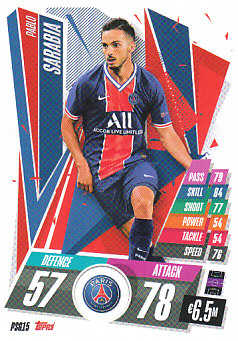 Pablo Sarabia Paris Saint-Germain 2020/21 Topps Match Attax CL #PSG15